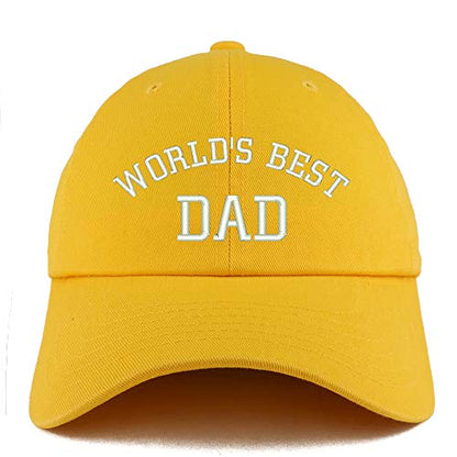 Trendy Apparel Shop World's Best Dad 단색 조절 가능한 비정형 아빠 모자 - color: Gold