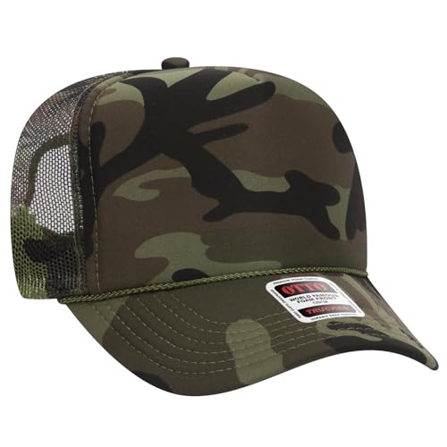 OTTO Cap 5 Panel High Crown Foam Front Mesh Back Trucker Hat, One Size - color: 0703cpb
