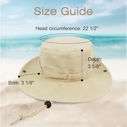 Bucket Hat UV Protection Sun Hat, Boonie Fishing Safari Hats for Outdoors - color: Beige