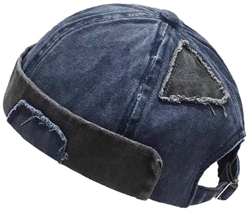 Mens Sailor Hats Brimless Denim Docker Caps Beanie - color: Blue