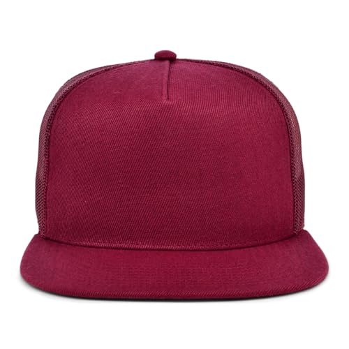 Lids Blank Essential 5-Panel Trucker Adjustable Snapback Hat - color: Maroon
