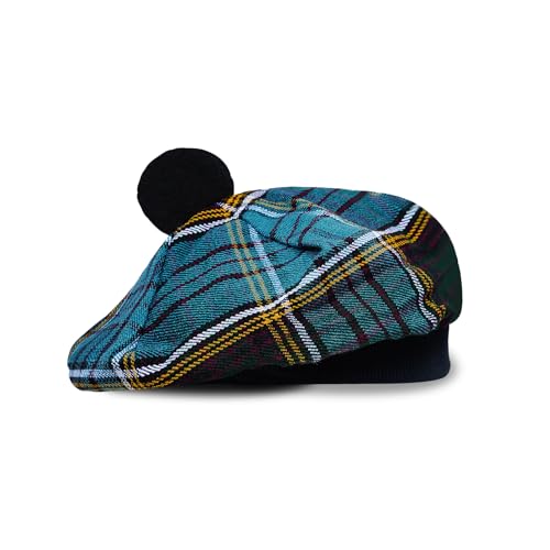 Scottish Tam O’ Shanter Hat Tartan Bonnet Pom Pom Wool Flat Cap One Size - color: Anderson 043tcp