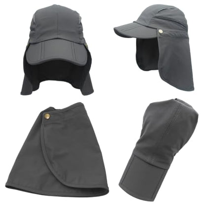 Hat with Neck Protection Detachable Multi-Purpose Summer Sun Hat Sun Protection Breathable Quick Dry UV Protection - color: Dark Gray, size: Small