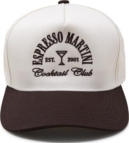 Funky Junque Adult Trucker Snapback Hat 2-Tone Baseball Cap - color: Espresso Martini Cocktail Club - Brown/Beige