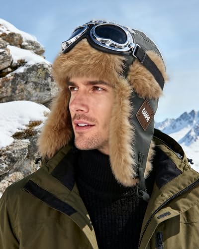 Croogo Faux Fur Trapper Hats with Ear Flaps Aviator Hat for Cold Weather Outdoor Ski Cap Black Ushanka Hat for Men Women - color: Pl2406-gray