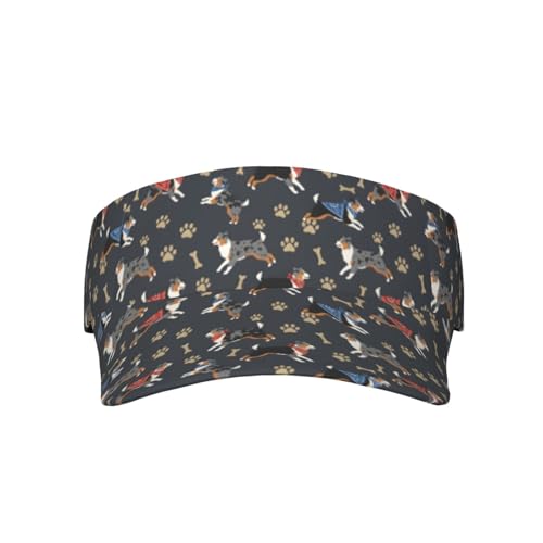 Adjustable Lightweight Open Top Sports Sun Visor Hat Cap for Golf Tennis - color: Cartoon Puppy and Paw