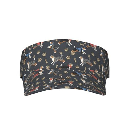 Adjustable Lightweight Open Top Sports Sun Visor Hat Cap for Golf Tennis - color: Cartoon Puppy and Paw