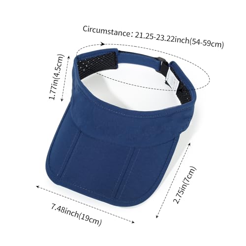 Sun Visors for Women Men Adjustable Folding Cap Running Golf Tennis - color: Navy Blue