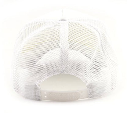 NYFASHION101 Plain Mesh Trucker Hat - Breathable 6-Panel Daily Snapback Cap, Customizable Ideal for DIY Embroidery & Patches - color: White