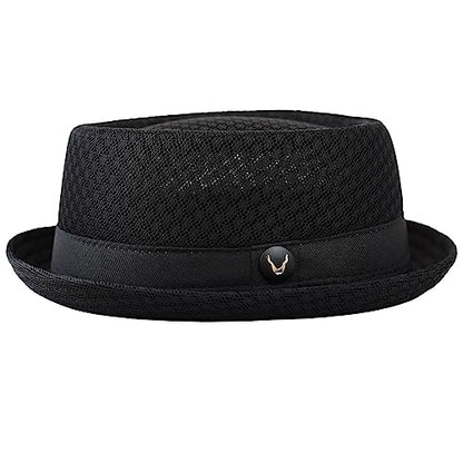 The Hat Depot Unisex Light Weight Classic Soft Cool Mesh Pork Pie hat - color: Black, size: Large-X-Large