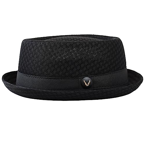 The Hat Depot Unisex Light Weight Classic Soft Cool Mesh Pork Pie hat - color: Black, size: Large-X-Large