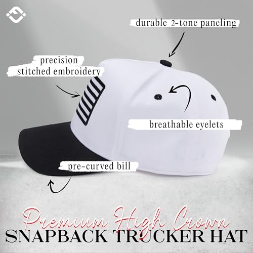Funky Junque Adult Trucker Snapback Hat 2-Tone Baseball Cap - color: American Flag - White/Black