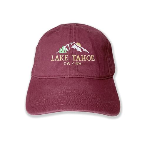 USmania Lake Tahoe Embroidered Cap hat Baseball hat Nature hat Mountain hat Camping hat Hiking hat - color: Maroon