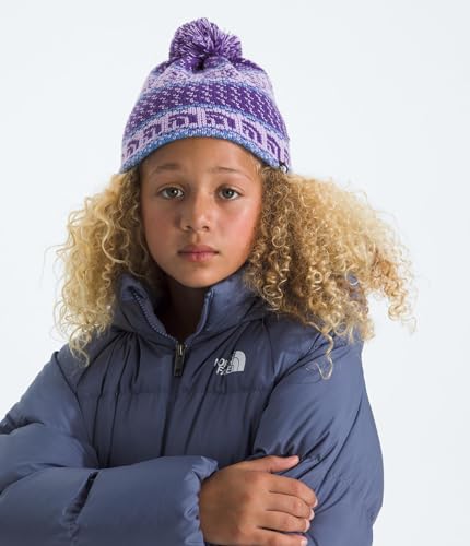THE NORTH FACE Kids' Cabin Ski Tuke | Winter Hat With Novelty Jacquard Graphic, Sustainable Fabric, Removable Pom - color: Lite Lilac Jacquard