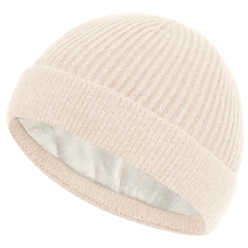 ROYBENS Swag Wool Short Beanie for Men Women, Fleece Lined Warm Winter Hat - color: 1pcs-beige