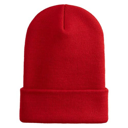 e4Hats.com 12 inch Cuffed Knit Long Beanie - color: Red
