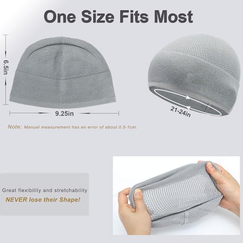 Bamboo Lightweight Skull Cap Beanie Hat for Men Women, Soft and Comfy Sleep Cap Watch Hat - color: Black/Grey