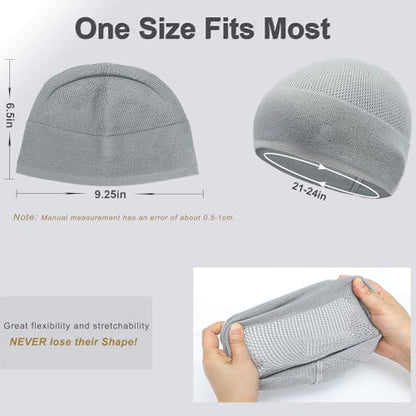 Bamboo Lightweight Skull Cap Beanie Hat for Men Women, Soft and Comfy Sleep Cap Watch Hat - color: Black/Grey