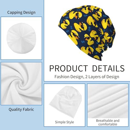 Slouchy Beanie Hat Skull Cap Chemo Headwear Baggy Hats for Men Women Running Cycling - color: Funny Duck