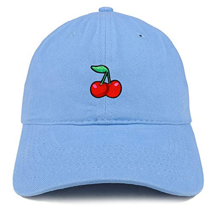 Trendy Apparel Shop Cherry Patch Brushed Cotton Unstructured Dad Hat - color: Carolina Blue