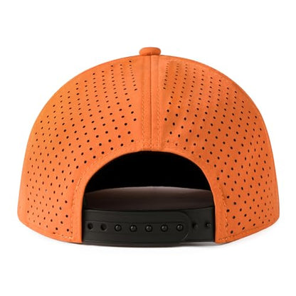 FEINION Men Laser Mesh Flat Brim Snapback Baseball Cap - color: Orange