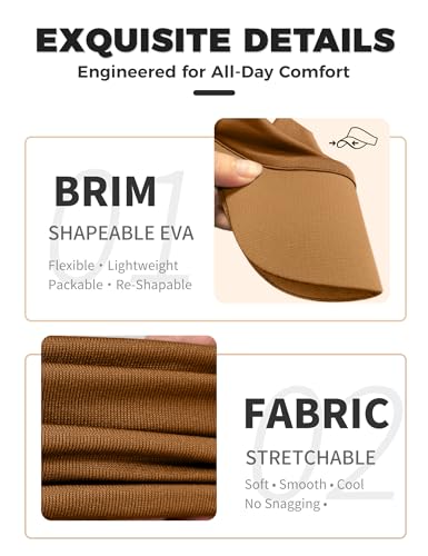 ROYBENS Cooling Visor Hat Women Men, Elastic Headband Sun Visor Golf Cap - color: Brown
