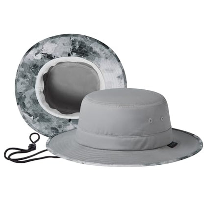 UPF 50+ Foldable Sun Hat Patterned Under Brim Bucket Hats for Summer Hiking Fishing Beach Safari Men Women - color: Light Grey, size: Large