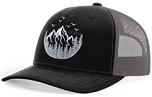 HORN GEAR Trucker Hat - Mountain Hat Edition - color: Black/Charcoal