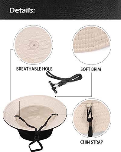 Zylioo XXL Bucket Hat for Big Heads, Reversible Fishing Sun Hat - color: Black-beige, size: Medium