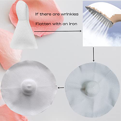 Oversized Beach Hat Women, Extra Wide Brim Foldable Straw Floppy Sun Hat - color: White