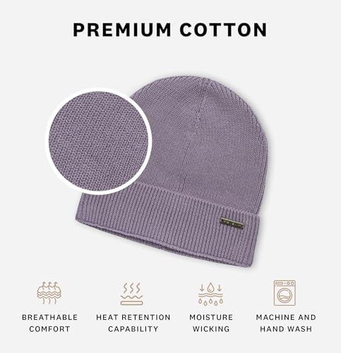 Revony 100% Cotton Men’s Skull Beanie – Soft, Structured, Everyday Comfort - color: Lavender