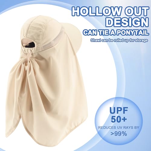 Skicuff 1/3 Pcs Women Sun Hat with Neck Flap - color: Beige