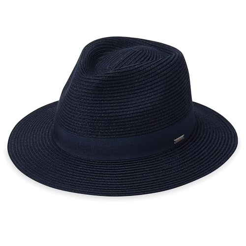 CARKELLA by Wallaroo Men’s Fairway Fedora – UPF 50+, UV Sun Protection, Packable and Adjustable Sizes – Classic Resort Style - color: Navy, size: Medium-Large