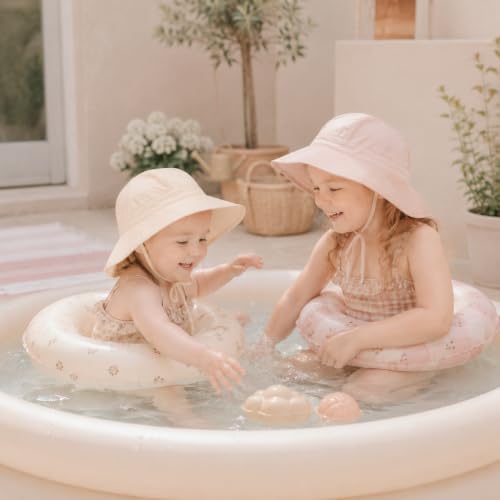 Baby Girl Sun Hat Infant Summer Beach Hat Toddler Bucket Hat UPF 50+ - color: Pink/Beige, size: 2-4T