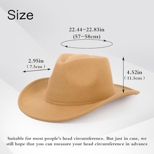 2 Pack Western Cowboy Hats for Women Men 2 Different hat Bands - color: Black+camel