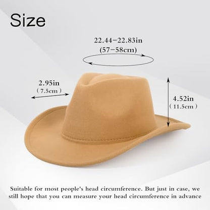 2 Pack Western Cowboy Hats for Women Men 2 Different hat Bands - color: Black+camel