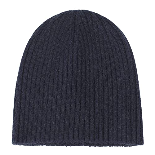 ZLYC Men Winter Knit Fisherman Beanie Hat Fashion Warm Daily Skull Cap - color: Solid Navy