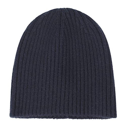 ZLYC Men Winter Knit Fisherman Beanie Hat Fashion Warm Daily Skull Cap - color: Solid Navy
