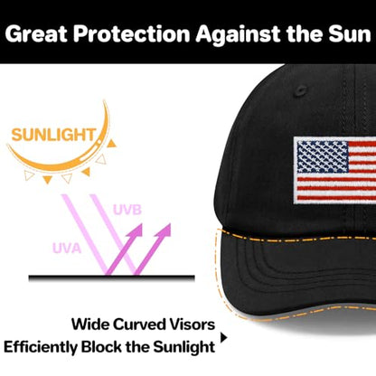 qikqik Baby Baseball Cap Toddler Baseball Hat Baby Ball Cap Toddler Hats for Boys Girls Cotton Infant Caps Kids Trucker Hat - color: Black With Usa Red/White/Blue Flag, size: 6-24 Months