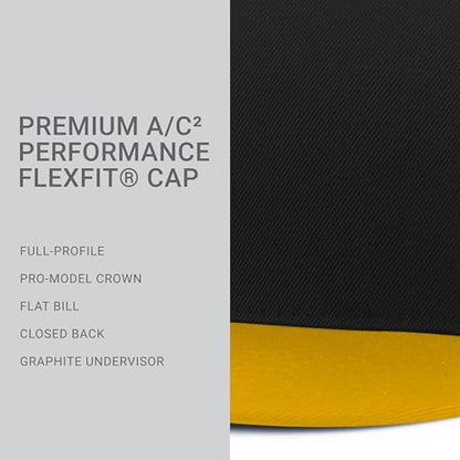 Pacific Headwear Unisex-Adult Pacific Headwear Premium a/C² Performance Flexfit® Cap - color: Black/Gold, size: Small-Medium