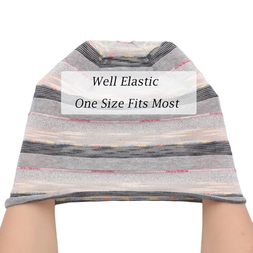 ZLYC Cotton Thin Slouchy Beanie Hat for Men Women Stretch Skull Cap - color: Stripes Gray, size: One Size