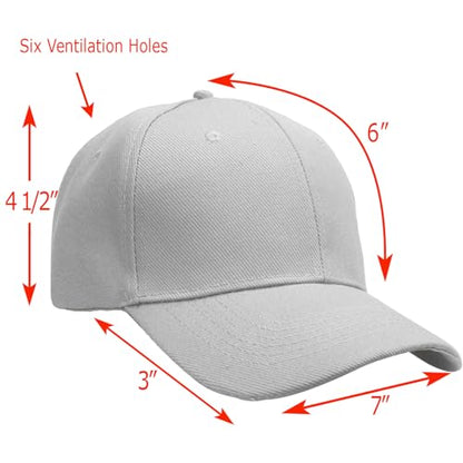 Falari Wholesale Bulk Lot 12-Pack Baseball Cap Adjustable Size Plain Blank Solid Color - color: Light Gray