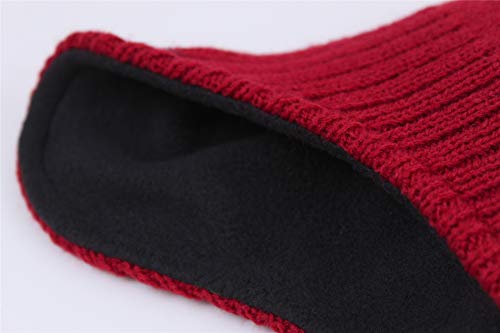 Connectyle Men's Knit Winter Hat with Ear Flaps Fleece Lined Beanie Warm Knitted Skull Cap Beanies Watch Hat - color: Red