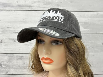 America State City Flag Hats - color: Houston Skyline (Washed Black)