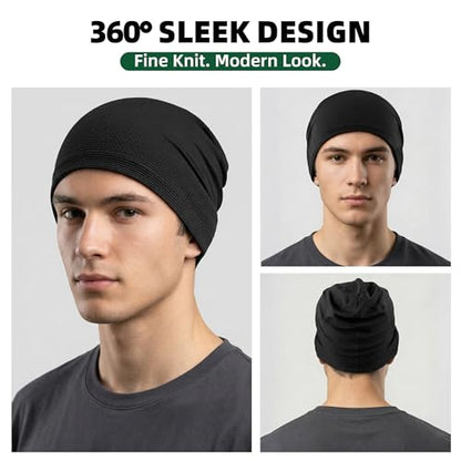 3 Pack Breathable Cooling Skull Cap Sweat Wicking Beanie for Cycling Running Helmet Liner Cap Under Hard Hat - color: Black+gray+blue