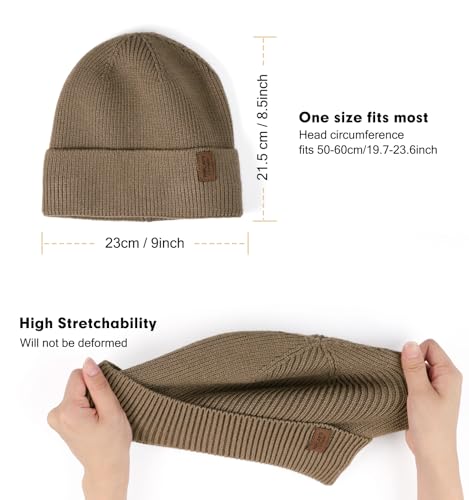 Wmcaps Winter Beanie for Men Women, Soft Warm Fleece Lined Knit Hat - color: Brown