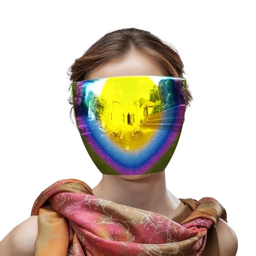 mayoken® Full Face Shield Sunglasses, Futuristic Wraparound Sun Protection Face Shield for Men & Women, Anti-Fog Mirror Glasses, Lightweight & Comfortable Gray-Gold Mirror - color: Gold Tinted Gray