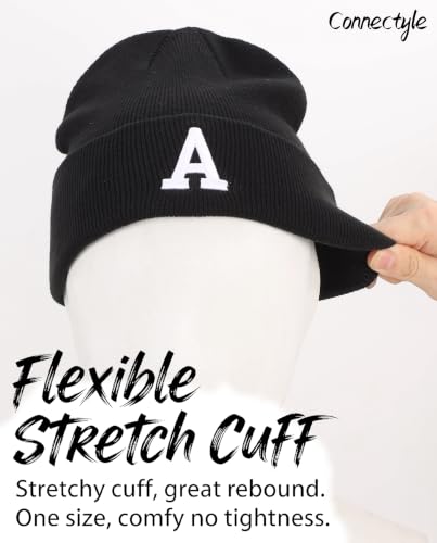 Connectyle Men's Cuffed Beanie Hat Double Layer Knit Winter Watch Cap - color: Black-a