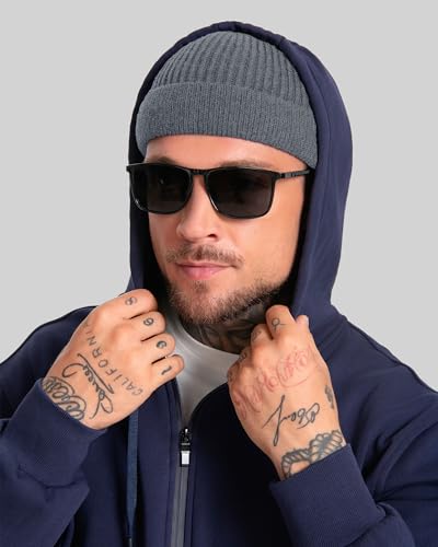 ROYBENS Short Fisherman Beanie for Men Women Wool Knit Warm Winter Hat Swag - color: 1pcs-gray
