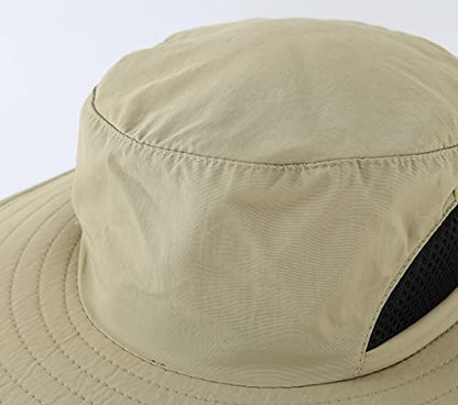 Kids Sun Protection Hat Quick Dry Adjustable Wide Brim Bucket Hat for Boys Girls Summer Fishing Hiking - color: Khaki